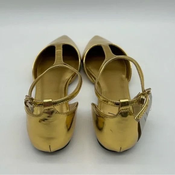 Worthington Kendie Gold Metallic Flats Women’s Size 8.5 Pointed Toe Ankle Strap - Picture 4 of 10